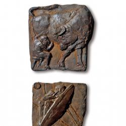 Zu Elias Canetti,Detail,  2003, Schriftentwurf Susanne Theumer, Kalksteinintarsie, Eisengüsse, B. 100 cm